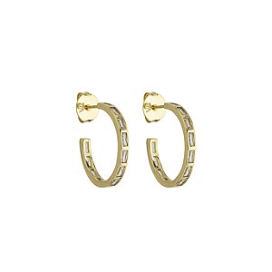 Argola Baguetes Incolor Banho de Ouro 18K