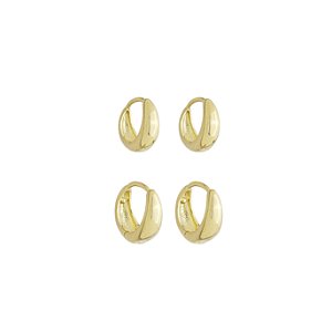 Duo Argolas Lisas no Banho de Ouro 18k