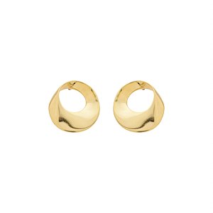 Brinco Círculo Espelhado Centro Vazado Banho de Ouro 18K