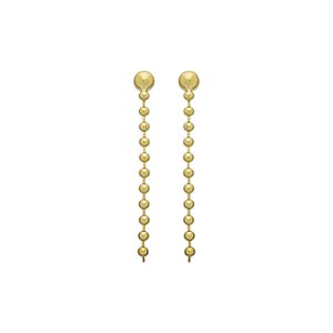 Brinco Longo Esferas Lisas no Banho de Ouro 18k
