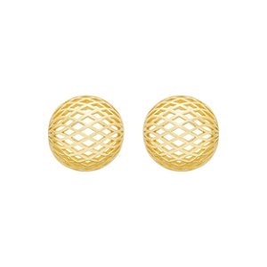 Brinco Esferas Detalhes Vazados Banho de Ouro 18K