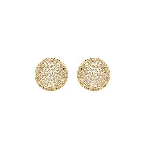 Brinco Circulo Cravejado Zircônias Incolor Banho de Ouro 18k