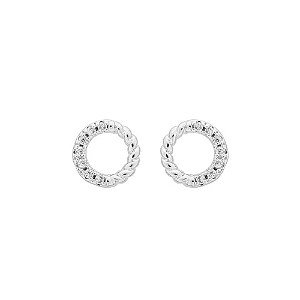 Brinco Circulo Vazado Entorno Zircônias Incolor Banho de Ródio Branco