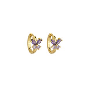 Argola Borboleta Zircônias Tanzanita Lilás Banho de Ouro 18k