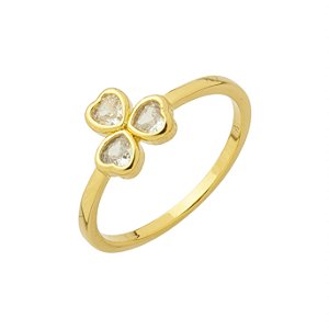 Anel Trevo Corações com Zircônias Banho de Ouro 18k