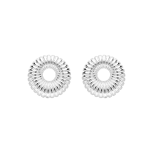 Brinco Círculo Texturizado Banho de Ródio Branco