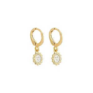 Argola Infantil Pingente Sol Banho de Ouro 18k