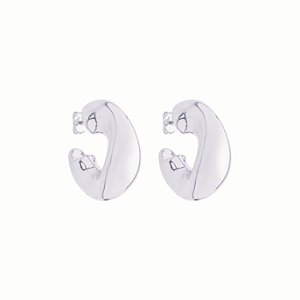 Brinco Ivy Argola Orgânica no Banho de Ródio Branco