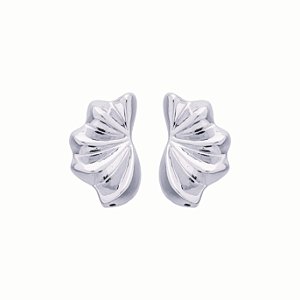 Brinco Margot Plissê no Banho de Ródio Branco