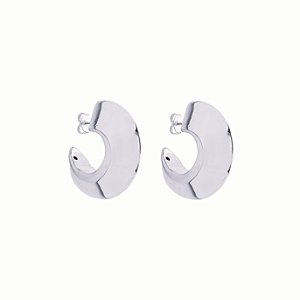 Argola Malu Curva no Banho de Ródio Branco