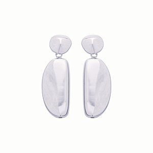 Brinco Lis Orgânico Minimalista no Banho de Ródio Branco