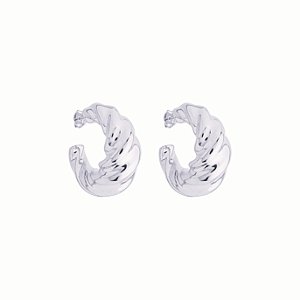 Argola Olivia Design Torcido no Banho de Ródio Branco