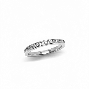 Anel Aparador Zircônias Incolor Banho de Ródio Branco