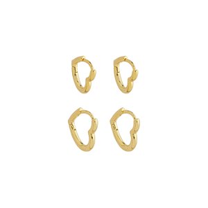 Duo Argolas Corações no Banho de Ouro 18k