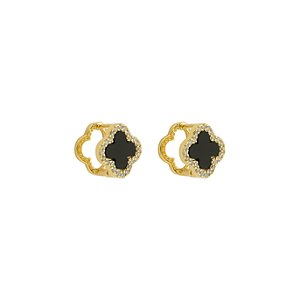 Argola Trevo Black Banho de Ouro 18k