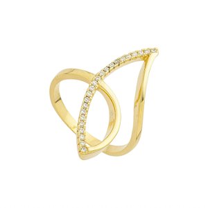 Anel Curvas Entrelaçadas no Banho de Ouro 18k