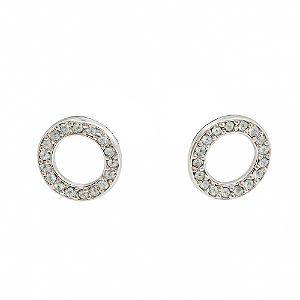 Brinco Circulo Cravejado com Zircônias Prata 925