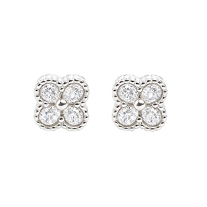 Brinco Trevo com Zircônias em Prata 925