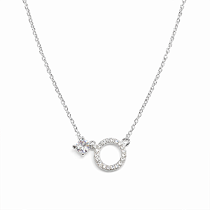 Colar Prata 925 Círculo Cravejado com Zircônia Incolor