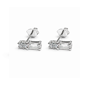 Brinco Retangular com Zircônias em Prata 925