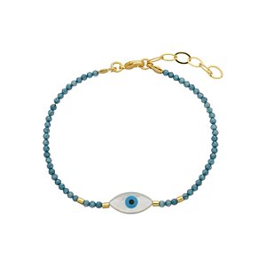 Pulseira Handmade Olho Grego Madréperola Azul Claro