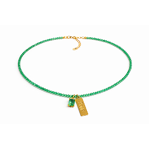 Colar Handmade Believe Sorte Zircônias Verdes no Banho de Ouro 18k