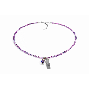 Colar Handmade Believe Fé Zircônias Roxas no Banho de Ródio Branco