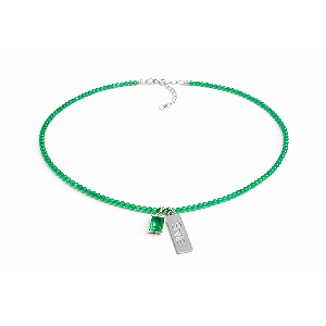 Colar Handmade Believe Sorte Zircônias Verdes no Banho de Ródio Branco