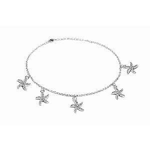 Tornozeleira Prata 925 com Pingentes de Estrela-do-Mar Cravejados