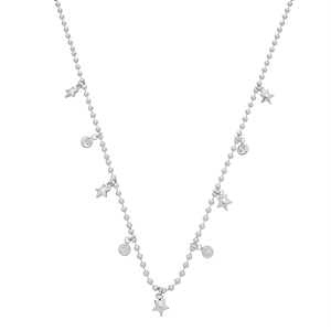 Colar Mini Esferas com Estrelas e Zircônias no Ródio Branco