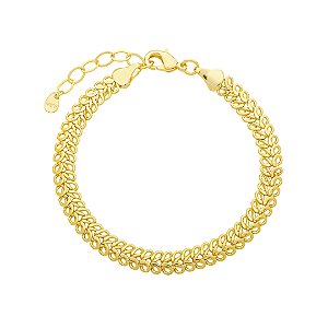 Pulseira Malha Grumet Dupla Banho de Ouro 18k