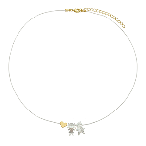 Colar Casal Madrepérola em Fio de Nylon no Banho de Ouro 18k