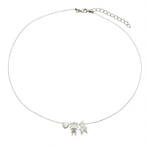 Colar Casal Madrepérola em Fio de Nylon no Banho de Ródio Branco