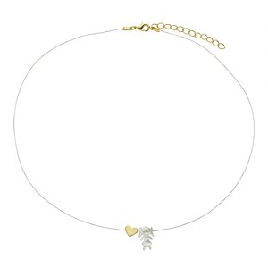 Colar Menina Madrepérola em Fio de Nylon no Banho de Ouro 18k