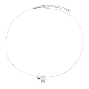 Colar Menino Madrepérola em Fio de Nylon no Banho de Ródio Branco