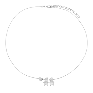 Colar Dois Meninos Madrepérola em Fio de Nylon no Banho de Ródio Branco