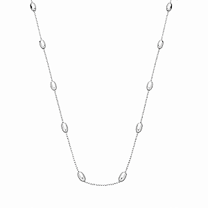 Colar Grão Longo no Banho de Ródio Branco