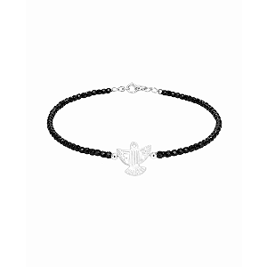 Pulseira Espírito Santo em Madrepérola com Zircônias Black no Banho de Ródio Branco