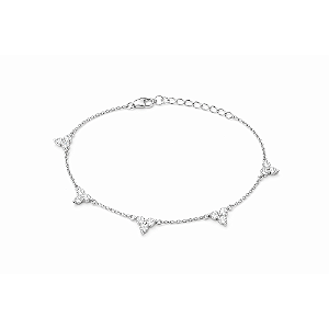 Pulseira Prata 925 com Detalhe de Zircônias Três Pontas