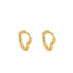 Argola Formato Coração Banho de Ouro 18k