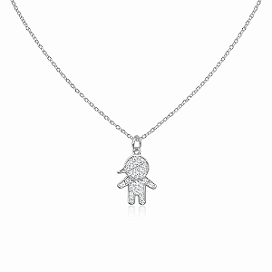 Colar Menino Cravejado em Zircônias no Banho de Ródio