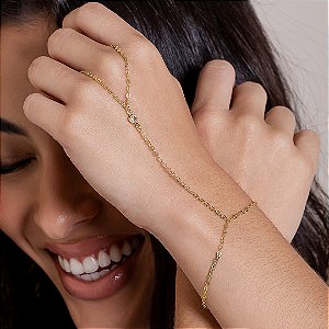 Handchain Ponto de Luz no Banho de Ouro 18k