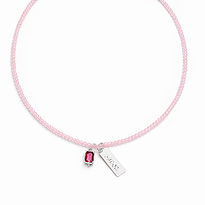 Colar Handmade Believe Amor Zircônias Rosa Claro no Banho de Ouro 18k