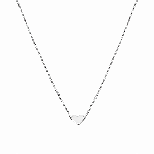Colar Mini Coração Liso Banho de Ródio Branco