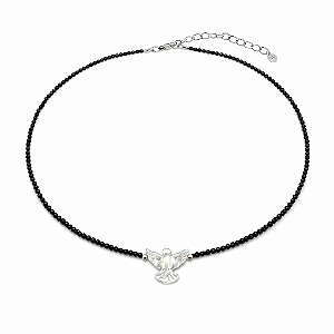Colar Handmade Espírito Santo em Madrepérola com Zircônias Black no Banho de Ródio