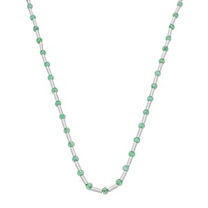 Colar Handmade Light Green com Canutilhos Banho no Ródio