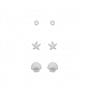 Basiquinhos: Trio Concha, Ponto de Luz e Estrela do Mar Banho de Ródio