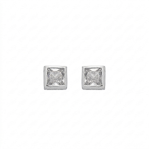 Brinco Quadrado de Luz em Zircônia no Banho de Ródio