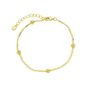 Pulseira Esferas Detalhes e Canutilhos Banho de Ouro 18k