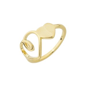 Anel Dois Corações Banho de Ouro 18K